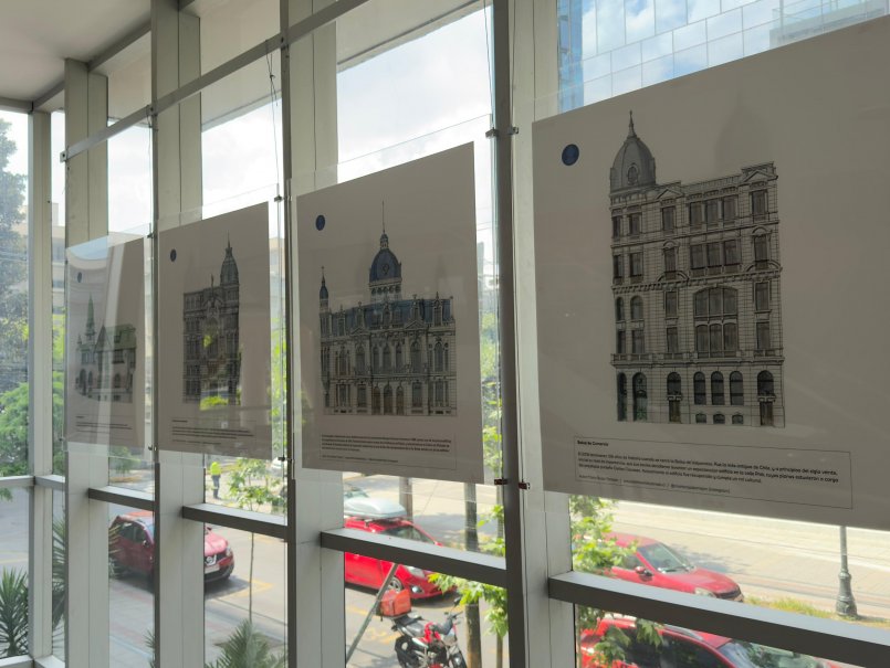 PUCV Santiago ofrece exposición con dibujos de edificios patrimoniales de Valparaíso