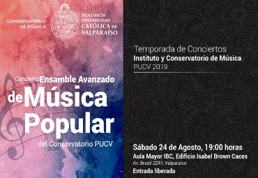 Ensamble Avanzado de Música Popular del Conservatorio PUCV ofrecerá concierto
