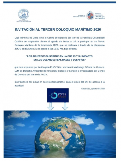 Tercer Coloquio Marítimo Ligamar "Los acuerdos suscritos en la COP25 y su impacto en los océanos: realidades y desafíos"