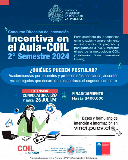 Incentiva en el Aula- COIL para académicas/os PUCV Asignaturas 2do semestre 2024